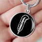 Zeppelin Ma'At Feather Circle Necklace Stainless Steel or 18k Gold 18-22"-Express Your Love Gifts