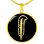 Zeppelin Ma'At Feather Circle Necklace Stainless Steel or 18k Gold 18-22"-Express Your Love Gifts