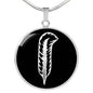 Zeppelin Ma'At Feather Circle Necklace Stainless Steel or 18k Gold 18-22"-Express Your Love Gifts