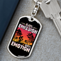 Zero Emission Cycling Keychain Stainless Steel or 18k Gold Dog Tag Keyring-Express Your Love Gifts