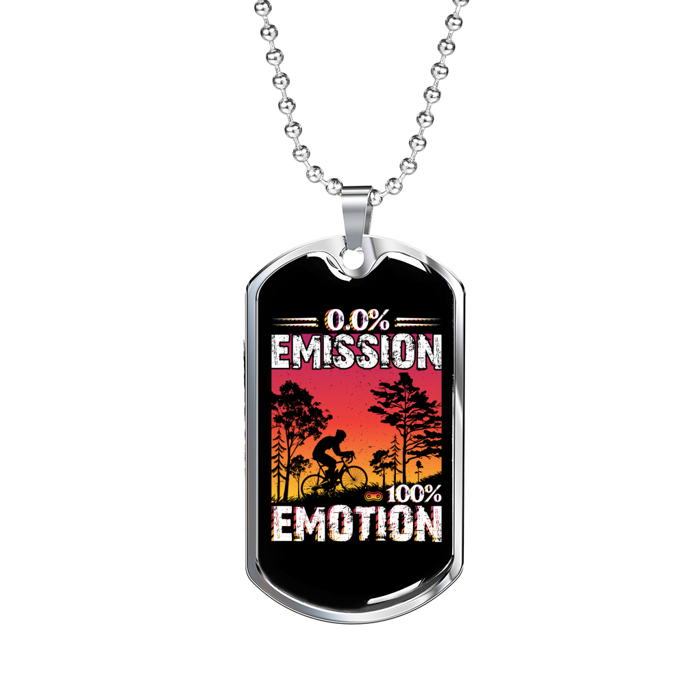 Zero Emission Cycling Necklace Stainless Steel or 18k Gold Dog Tag 24"-Express Your Love Gifts