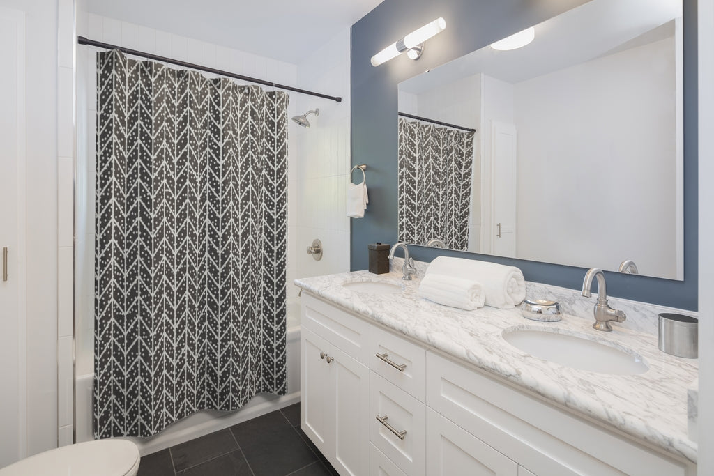 Zigzag Stripes Pattern Stylish Design 71" x 74" Elegant Waterproof Shower Curtain for a Spa-like Bathroom Paradise Exceptional Craftsmanship-Express Your Love Gifts