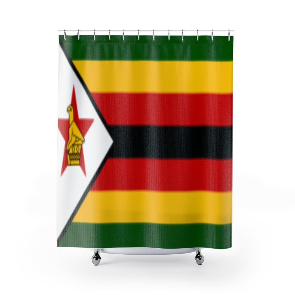 Zimbabwe Flag Illustration Stylish Design 71" x 74" Elegant Waterproof Shower Curtain for a Spa-like Bathroom Paradise Exceptional Craftsmanship-Express Your Love Gifts