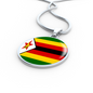 Zimbabwe Flag Necklace Circle Pendant Stainless Steel or 18k Gold 18-22"-Express Your Love Gifts