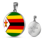 Zimbabwe Flag Necklace Circle Pendant Stainless Steel or 18k Gold 18-22"-Express Your Love Gifts