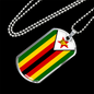 Zimbabwe Flag Necklace Stainless Steel or 18k Gold Dog Tag 24" Chain-Express Your Love Gifts