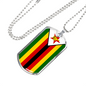 Zimbabwe Flag Necklace Stainless Steel or 18k Gold Dog Tag 24" Chain-Express Your Love Gifts