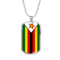 Zimbabwe Flag Necklace Stainless Steel or 18k Gold Dog Tag 24" Chain-Express Your Love Gifts
