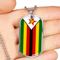 Zimbabwe Flag Necklace Stainless Steel or 18k Gold Dog Tag 24" Chain-Express Your Love Gifts