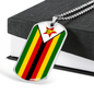 Zimbabwe Flag Necklace Stainless Steel or 18k Gold Dog Tag 24" Chain-Express Your Love Gifts