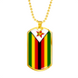 Zimbabwe Flag Necklace Stainless Steel or 18k Gold Dog Tag 24" Chain-Express Your Love Gifts