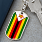 Zimbabwe Flag Swivel Keychain Dog Tag Stainless Steel or 18k Gold-Express Your Love Gifts