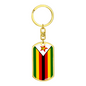 Zimbabwe Flag Swivel Keychain Dog Tag Stainless Steel or 18k Gold-Express Your Love Gifts