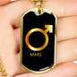 Zodiac and Astrology Symbol of the Planet Mars Zodiac Necklace Stainless Steel or 18k Gold Dog Tag 24" Chain-Express Your Love Gifts