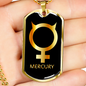 Zodiac and Astrology Symbol of the Planet Mercury Zodiac Necklace Stainless Steel or 18k Gold Dog Tag 24" Chain-Express Your Love Gifts