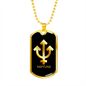 Zodiac and Astrology Symbol of the Planet Neptune Zodiac Necklace Stainless Steel or 18k Gold Dog Tag 24" Chain-Express Your Love Gifts