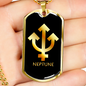 Zodiac and Astrology Symbol of the Planet Neptune Zodiac Necklace Stainless Steel or 18k Gold Dog Tag 24" Chain-Express Your Love Gifts