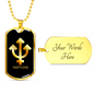Zodiac and Astrology Symbol of the Planet Neptune Zodiac Necklace Stainless Steel or 18k Gold Dog Tag 24" Chain-Express Your Love Gifts