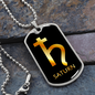 Zodiac and Astrology Symbol of the Planet Saturn Zodiac Necklace Stainless Steel or 18k Gold Dog Tag 24" Chain-Express Your Love Gifts