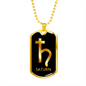 Zodiac and Astrology Symbol of the Planet Saturn Zodiac Necklace Stainless Steel or 18k Gold Dog Tag 24" Chain-Express Your Love Gifts