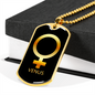 Zodiac and Astrology Symbol of the Planet Venus Zodiac Necklace Stainless Steel or 18k Gold Dog Tag 24" Chain-Express Your Love Gifts