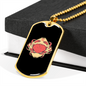 Zodiac Cancer Crab Zodiac Necklace Stainless Steel or 18k Gold Dog Tag 24" Chain-Express Your Love Gifts