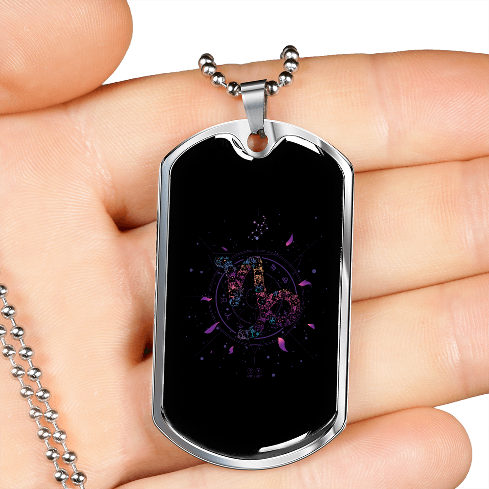 Zodiac Capricorn Zodiac Necklace Stainless Steel or 18k Gold Dog Tag 24" Chain-Express Your Love Gifts