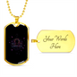 Zodiac Libra Zodiac Necklace Stainless Steel or 18k Gold Dog Tag 24" Chain-Express Your Love Gifts
