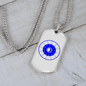 Zodiac Signs Blue in White Zodiac Necklace Stainless Steel or 18k Gold Dog Tag 24" Chain-Express Your Love Gifts
