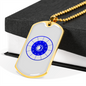 Zodiac Signs Blue in White Zodiac Necklace Stainless Steel or 18k Gold Dog Tag 24" Chain-Express Your Love Gifts
